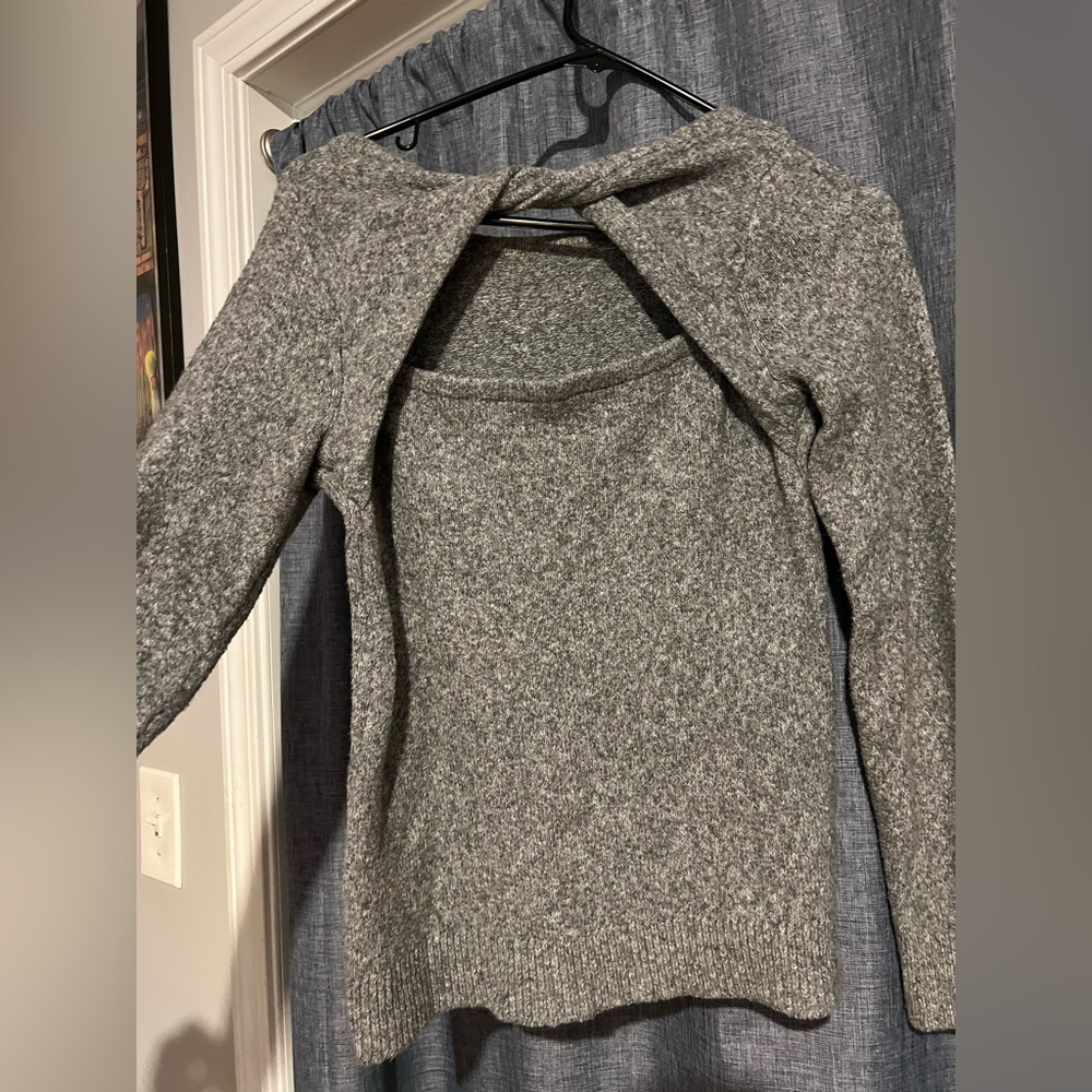 Gray Loft Sweater with cute twist detail on back